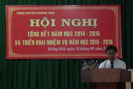 Huyện Krông Búk tổ chức hội nghị tổng kết năm học 2014 – 2015, triển khai nhiệm vụ năm học 2015 – 2016